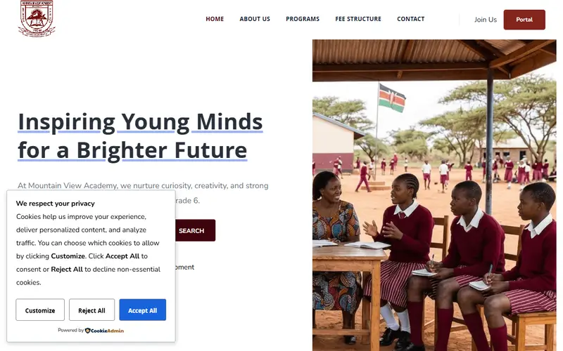 Mountain View Academy website screenshot